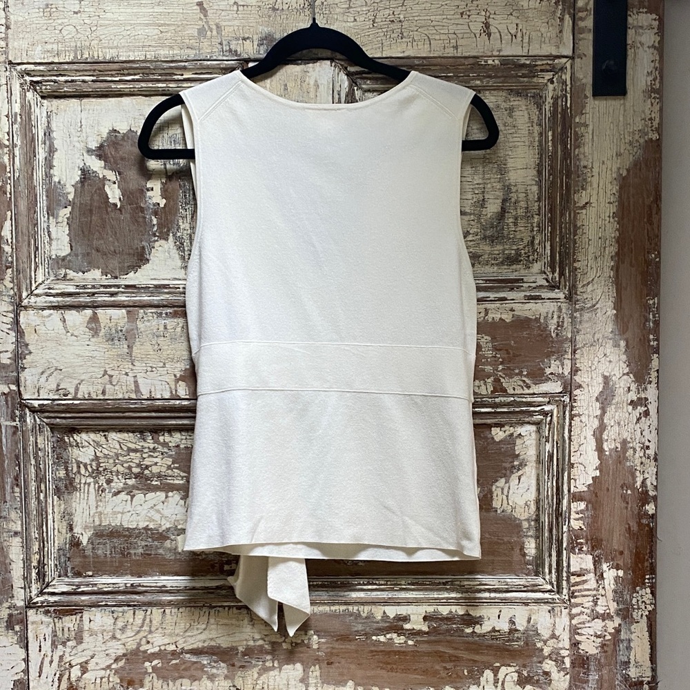 LOFT Cream Sleeveless Wrap Tie Blouse - Picture 3 of 7